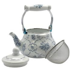 Čajnik s cedilom Modre vrtnice 1,5l / indukcija / emajl, inox