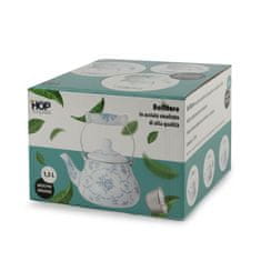Čajnik s cedilom Modre vrtnice 1,5l / indukcija / emajl, inox