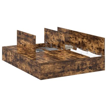 Vidaxl Postelja z dodatnim prostorom za shranjevanje Dimljeni oreh