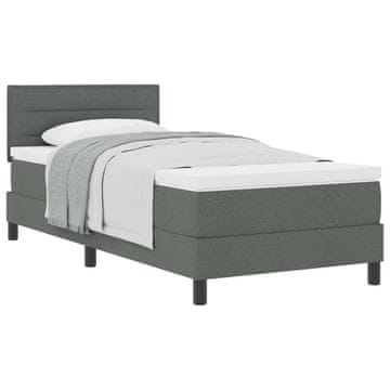 Vidaxl Postelja z vzmetnico z vzglavjem Temno siva 90 x 190 cm blago