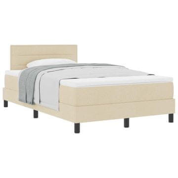 Vidaxl Postelja z vzmetnico z vzglavjem krema 120 x 190 cm blago