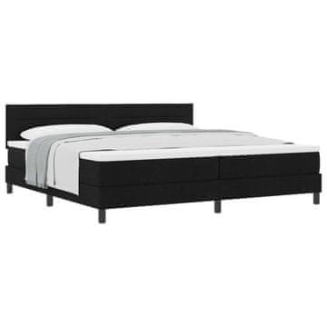 Vidaxl Postelja z vzmetnico z vzglavjem Črna 200 x 200 cm blago