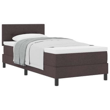 Vidaxl Postelja z vzmetnico z vzglavjem Temno rjava 90 x 200 cm blago