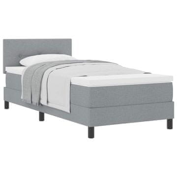 Vidaxl Postelja z vzmetnico z vzglavjem Svetlo siva 90 x 190 cm blago