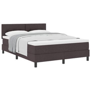 Vidaxl Postelja z vzmetnico z vzglavjem Temno rjava 140 x 190 cm blago