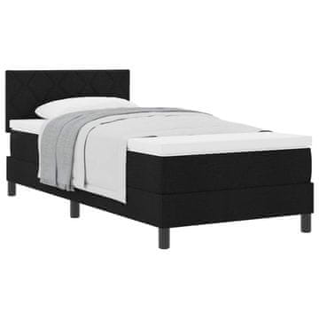 Vidaxl Postelja z vzmetnico z vzglavjem Črna 100 x 200 cm blago