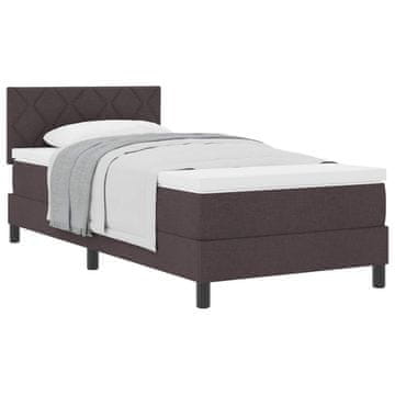 Vidaxl Postelja z vzmetnico z vzglavjem Temno rjava 90 x 200 cm blago