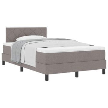 Vidaxl Postelja z vzmetnico z vzglavjem Taupe 120 x 190 cm blago
