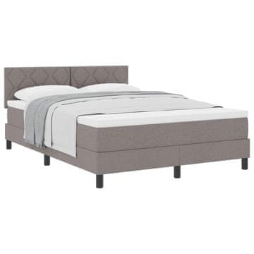 Vidaxl Postelja z vzmetnico z vzglavjem Taupe 160 x 200 cm blago