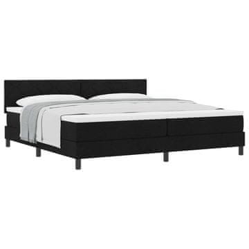 Vidaxl Postelja z vzmetnico z vzglavjem Črna 200 x 200 cm blago