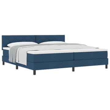 Vidaxl Postelja z vzmetnico z vzglavjem Modra 200 x 200 cm blago