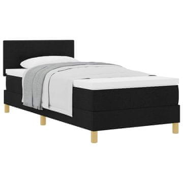 Vidaxl Postelja z vzmetnico z blazino Črna 80 x 200 cm blago