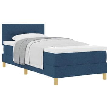 Vidaxl Postelja z vzmetnico z blazino Modra 100 x 200 cm blago