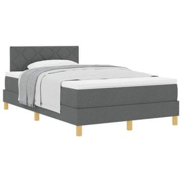 Vidaxl Postelja z vzmetnico z blazino Temno siva 120 x 190 cm blago