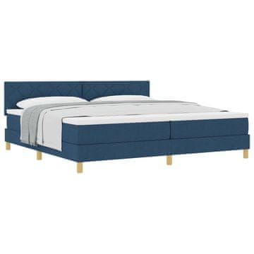 Vidaxl Postelja z vzmetnico z blazino Modra 200 x 200 cm blago