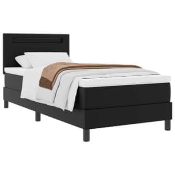 Vidaxl Postelja z vzmetnico z vzmetnico Črna 90 x 190 cm Umetna koža