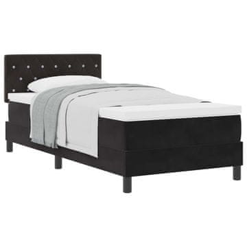 Vidaxl Postelja z vzmetnico z vzmetnico Črna 90 x 200 cm Žamet
