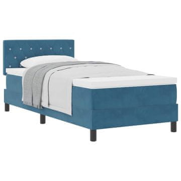 Vidaxl Postelja z vzmetnico z vzmetnico Temno modra 90 x 190 cm Žamet
