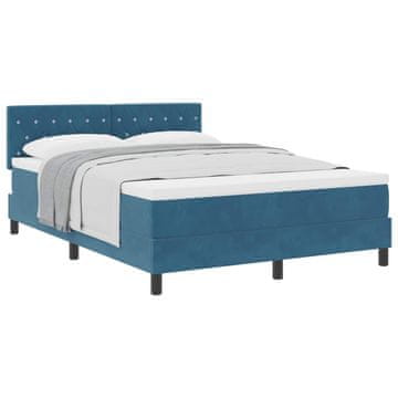 Vidaxl Postelja z vzmetnico z vzmetnico Temno modra 140 x 200 cm Žamet