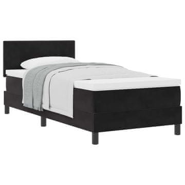 Vidaxl Postelja z vzmetnico z vzglavjem Črna 90 x 190 cm Žamet