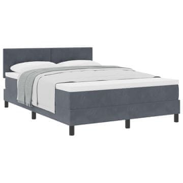 Vidaxl Postelja z vzmetnico z vzglavjem Temno siva 160 x 200 cm Žamet