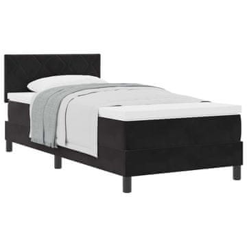 Vidaxl Postelja z vzmetnico z vzglavjem Črna 100 x 200 cm Žamet