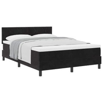 Vidaxl Postelja z vzmetnico z vzglavjem Črna 140 x 190 cm Žamet