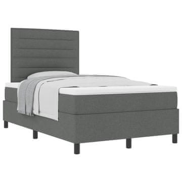 Vidaxl Postelja z vzmetnico z vzmetnico Temno siva 120 x 200 cm blago