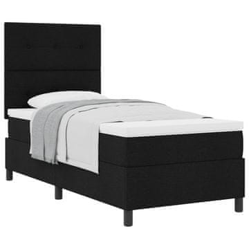 Vidaxl Postelja z vzmetnico z vzglavjem Črna 90 x 190 cm blago