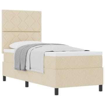 Vidaxl Postelja z vzmetnico z vzmetnico krema 80 x 200 cm blago