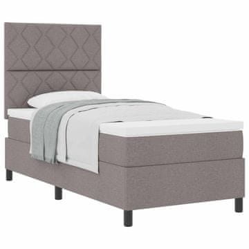 Vidaxl Postelja z vzmetnico z vzglavjem Taupe 100 x 200 cm blago