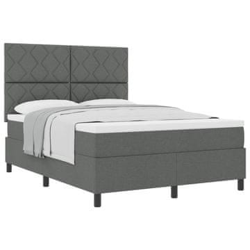 Vidaxl Postelja z vzmetnico z vzmetnico Temno siva 160 x 200 cm blago