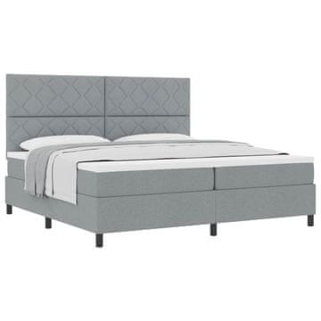 Vidaxl Postelja z vzmetnico z vzglavjem Svetlo siva 200 x 200 cm blago