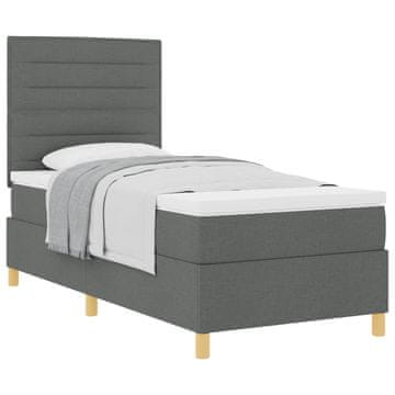 Vidaxl Postelja z vzmetnico z vzmetnico Temno siva 90 x 200 cm blago