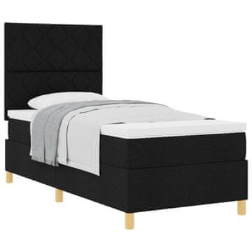 Vidaxl Postelja z vzmetnico z vzglavjem Črna 100 x 200 cm blago