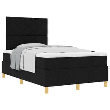 Vidaxl Postelja z vzmetnico z vzglavjem Črna 120 x 200 cm blago