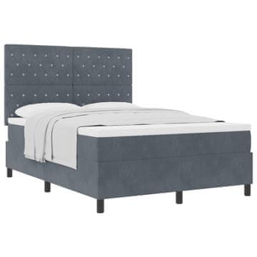 Vidaxl Postelja z vzmetnico z vzmetnico Temno siva 160 x 200 cm Žamet
