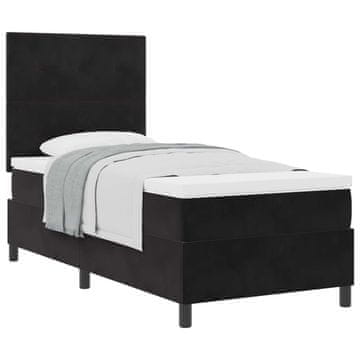Vidaxl Postelja z vzmetnico z vzglavjem Črna 90 x 200 cm Žamet