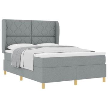 Vidaxl Postelja z vzmetnico z vzglavjem Svetlo siva 200 x 160 cm blago