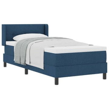 Vidaxl Postelja z vzmetnico z vzglavjem Modra 190 x 90 cm blago