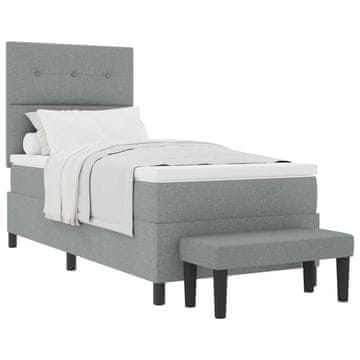 Vidaxl Postelja z vzmetnico z vzglavjem Svetlo siva 90 x 200 cm blago