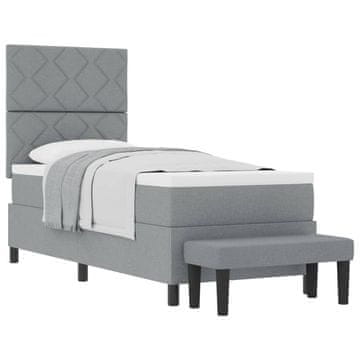 Vidaxl Postelja z vzmetnico z vzglavjem Svetlo siva 80 x 200 cm blago