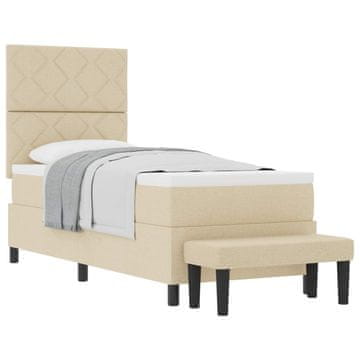 Vidaxl Postelja z vzmetnico z vzglavjem krema 80 x 200 cm blago