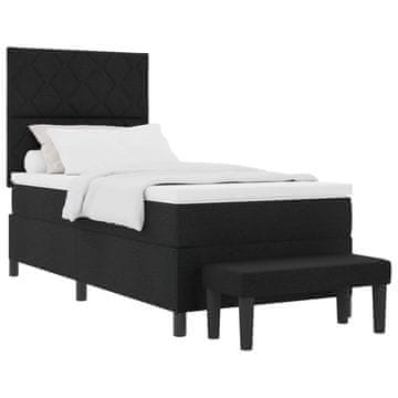 Vidaxl Postelja z vzmetnico z vzglavjem Črna 100 x 200 cm blago