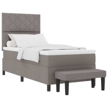 Vidaxl Postelja z vzmetnico z vzglavjem Taupe 100 x 200 cm blago