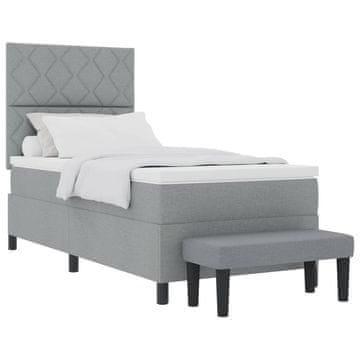 Vidaxl Postelja z vzmetnico z vzglavjem Svetlo siva 100 x 200 cm blago