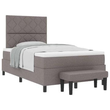 Vidaxl Postelja z vzmetnico z vzglavjem Taupe 120 x 200 cm blago