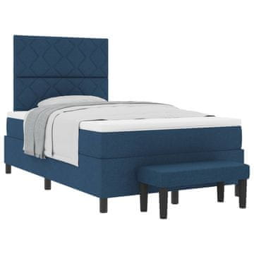 Vidaxl Postelja z vzmetnico z blazino Modra 120 x 190 cm blago