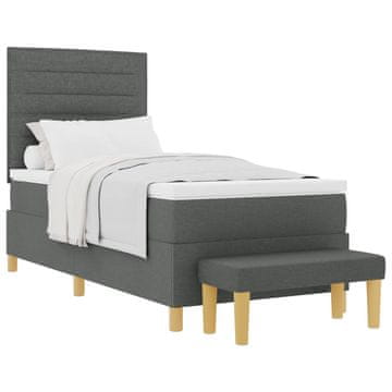Vidaxl Postelja z vzmetnico z vzglavjem Temno siva 200 x 90 cm blago