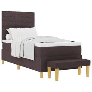 Vidaxl Postelja z vzmetnico z vzglavjem Temno rjava 200 x 90 cm blago